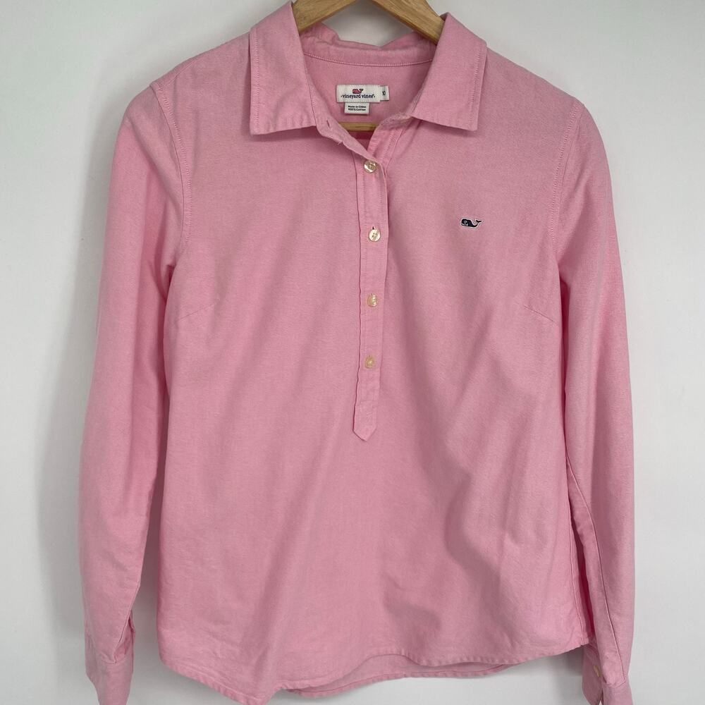 Vineyard Vines Shirt Women’s 10 Pink Pullover Coastal Preppy Nautical Classic